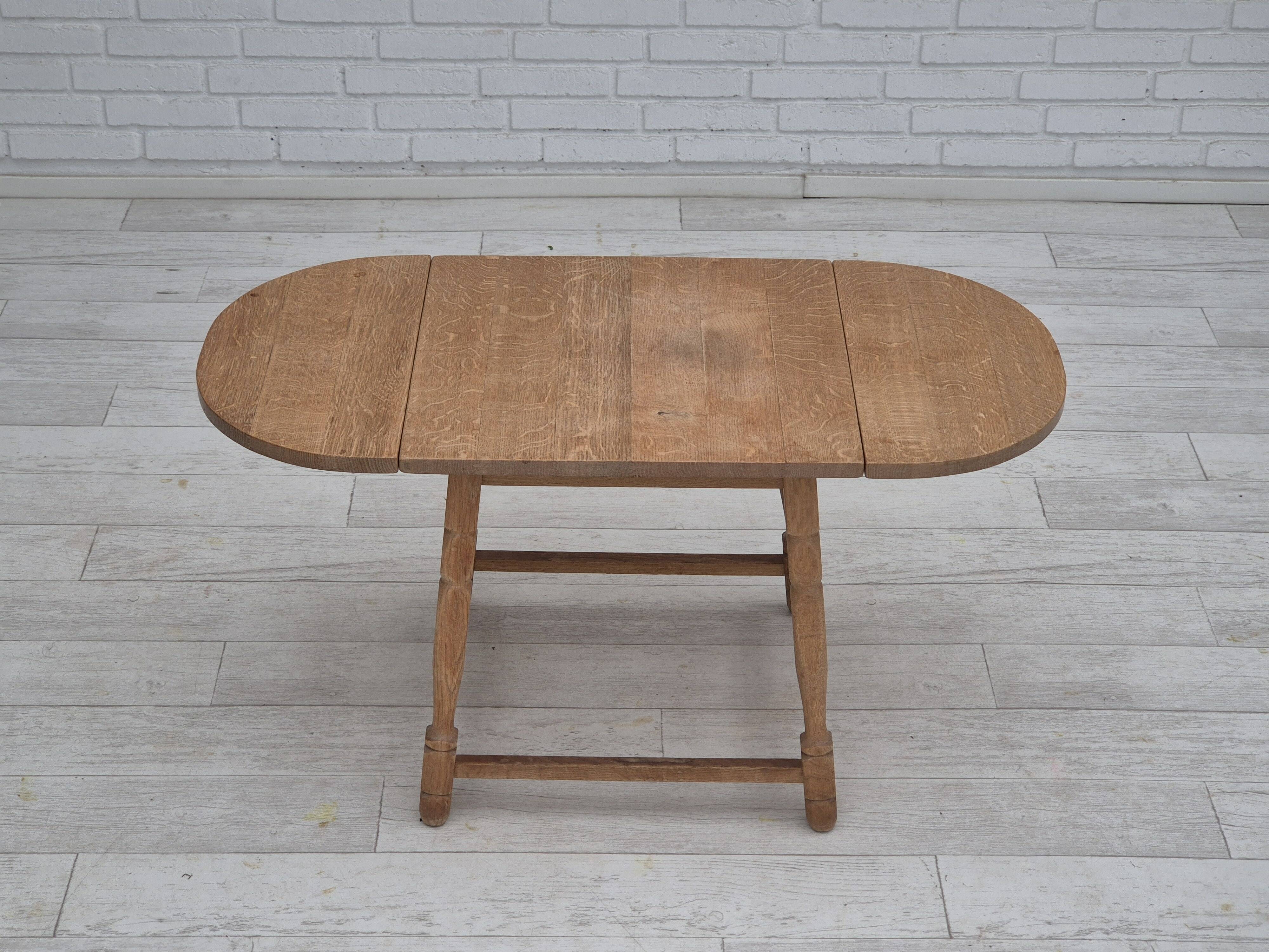 1970s, Danish foldable side table, solid oak wood, original condition.