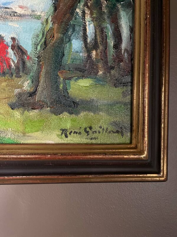 peinture à l'huile et au couteau sur toile montée sur châssis.Vintage