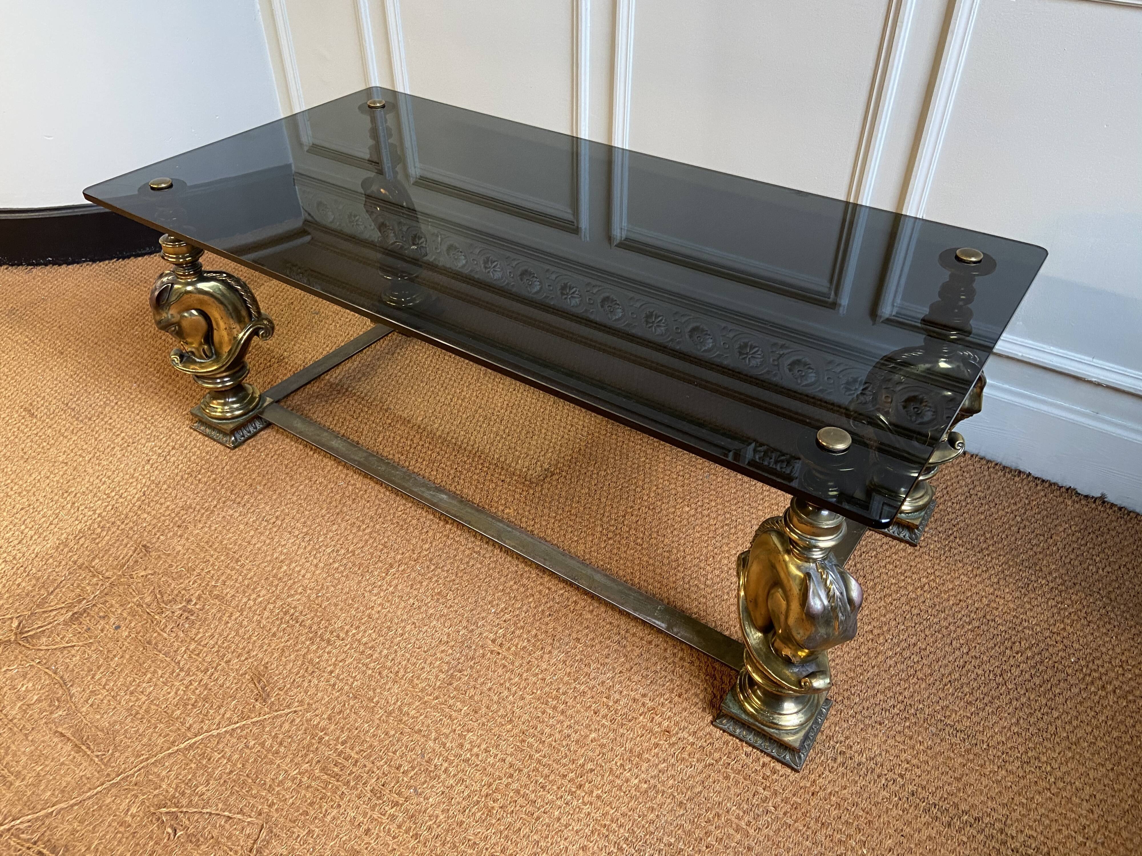 Bronze bass table with horse head