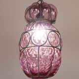 Plum colour Venetian Lantern, Seguso Murano Glass, Italy, 1950s