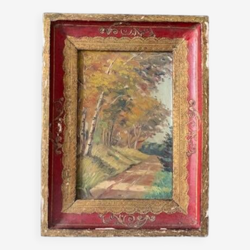 Old impressionist painting, autumn forest, framed, signed, late 19th century