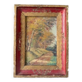 Old impressionist painting, autumn forest, framed, signed, late 19th century