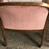 Set de fauteuils Art Déco années 1950 en bois et tissu marron et violet