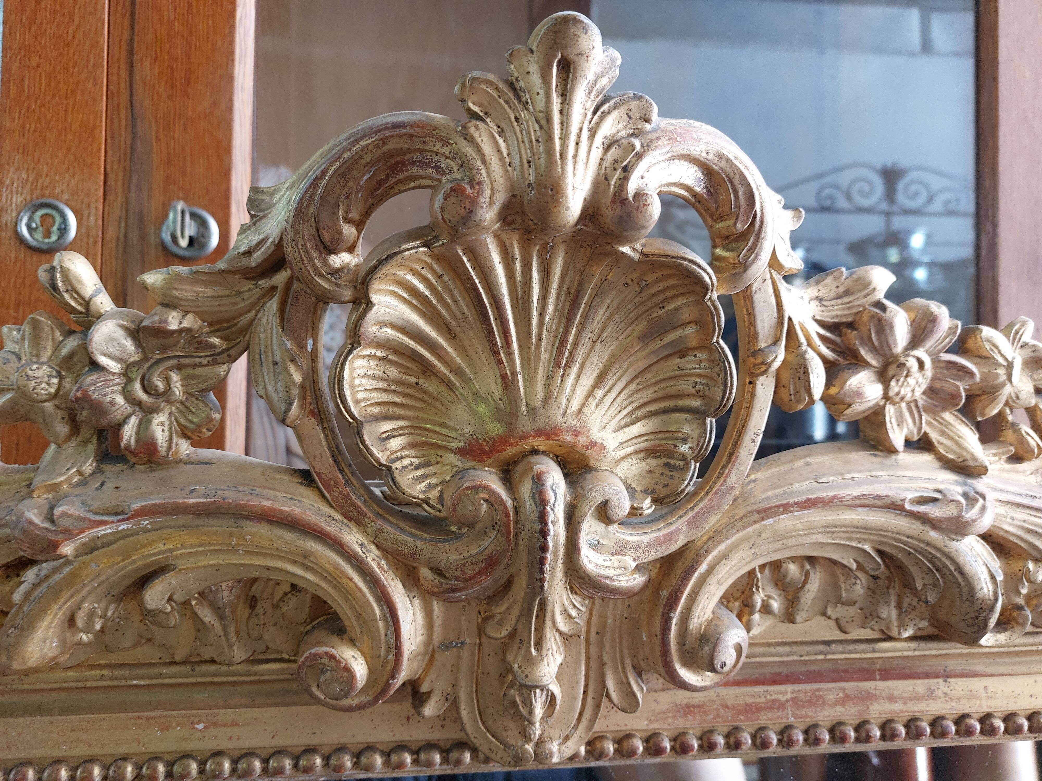 Louis XV mirror in gilded wood 19th century -1m63