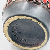 Vase West Germany, ceramic relief, red, 1970s.