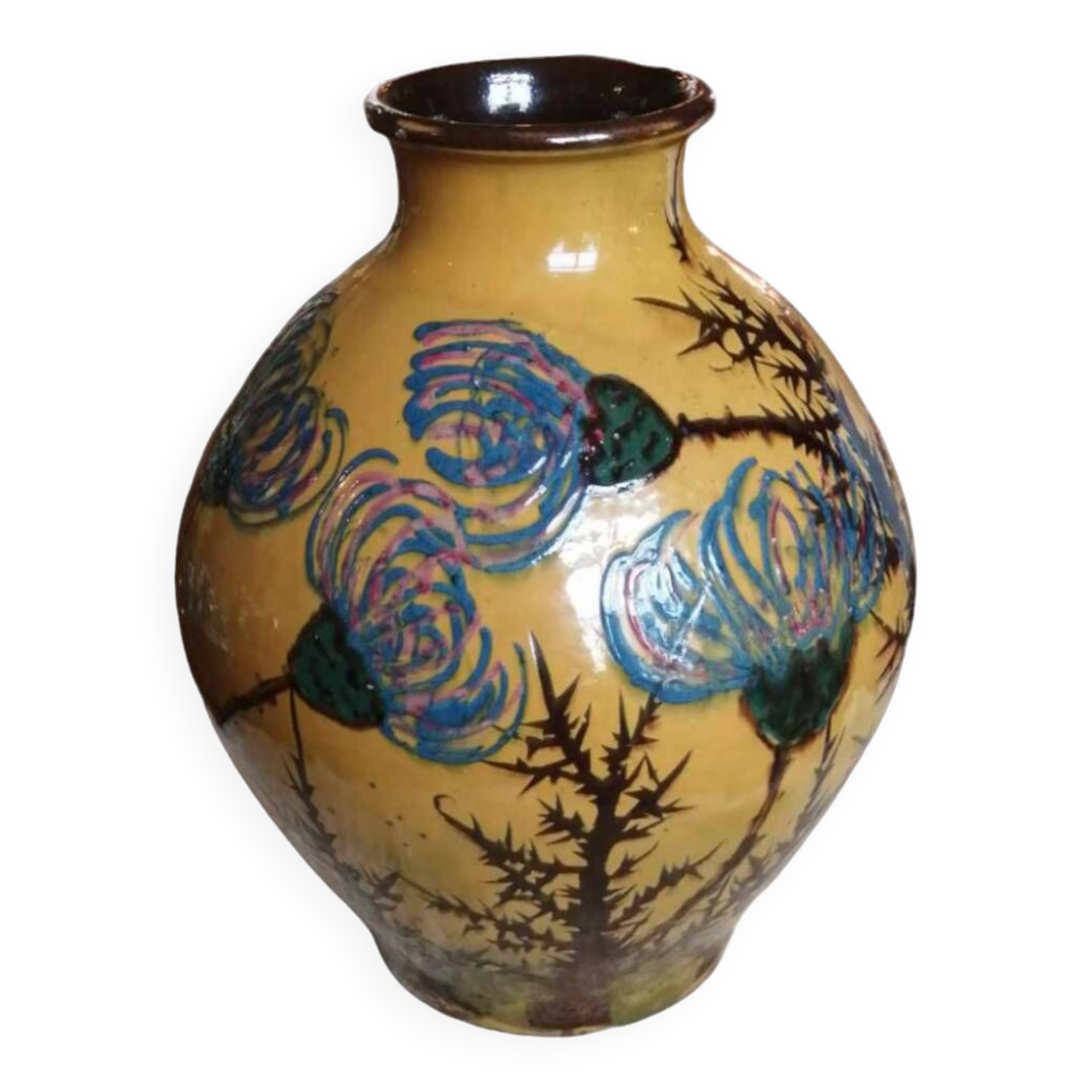 Art Deco vase Émile Simonod glazed terracotta