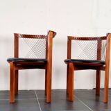 Niels Jorgen Haugesen String wood and leather chairs for Tranekaer, Denmark