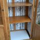 Solid raw oak school glass cabinet 1950