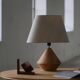 Sculptural Danish modern table lamp in wood by Kirk, 1980s.
