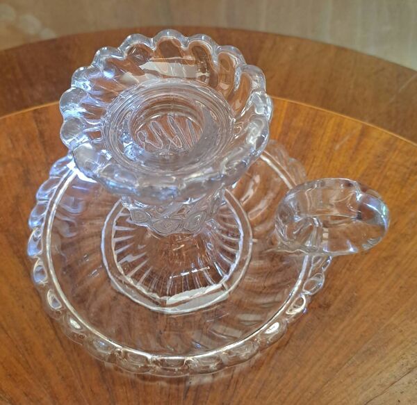 Bougeoir à main en cristal de Baccarat modèle Bambous Tors