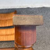 Vintage armchair in straw and brutalist wood