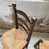 Straw chairs oak 1940s Dudouyt