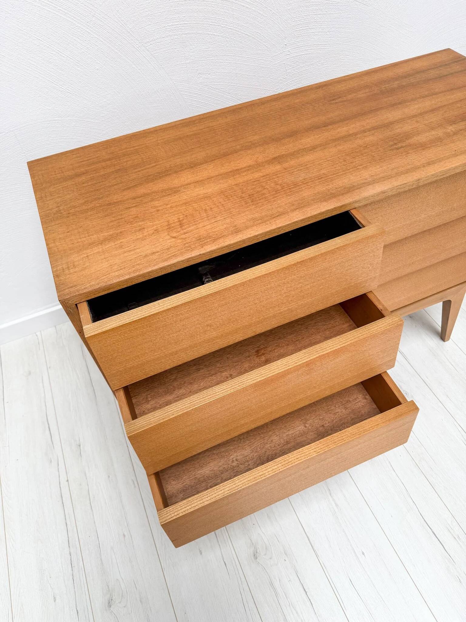 1950s vintage minimalist German walnut chest of drawers