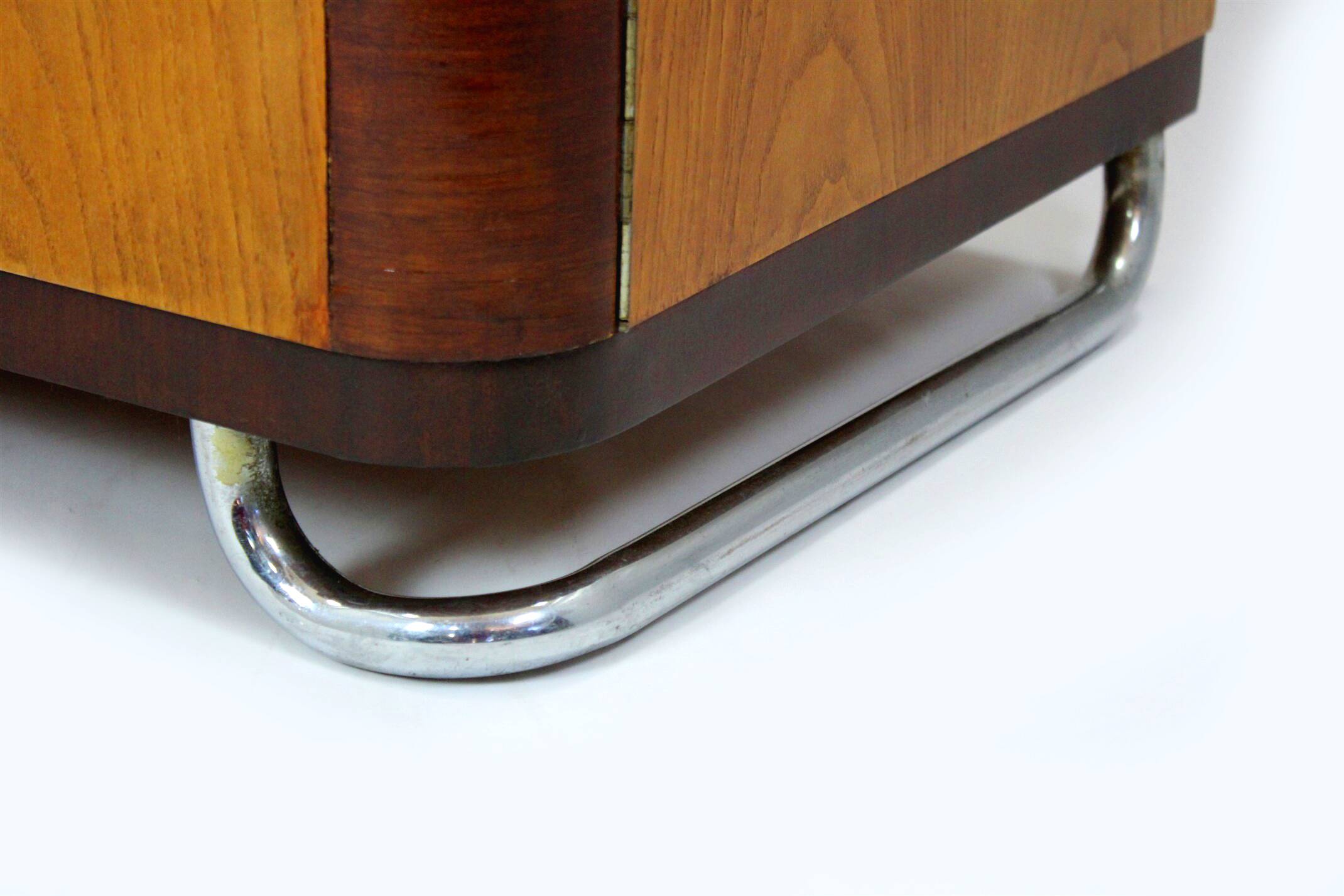 Vintage Bauhaus Chromed Tubular Steel Wardrobe by Hynek Gottwald, 1930s