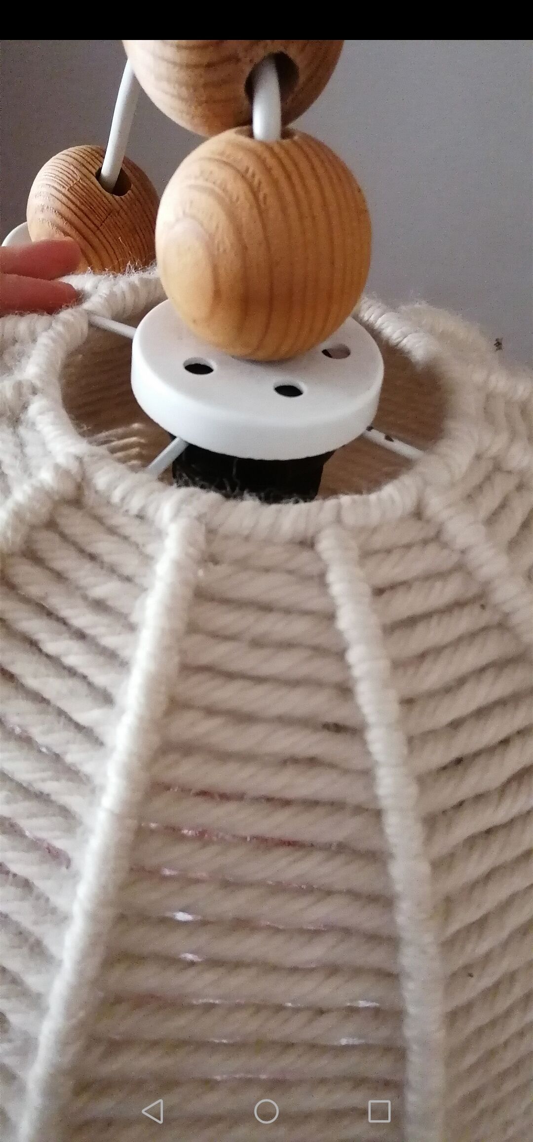 Scandinavian pendant lamp, virgin wool and pine