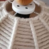 Scandinavian pendant lamp, virgin wool and pine