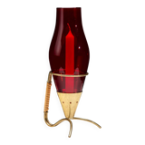 Gunnar Ander candleholder in brass, glass and rattan for Ystad Metall