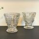 Paire vases géométriques semi-cristal vintage