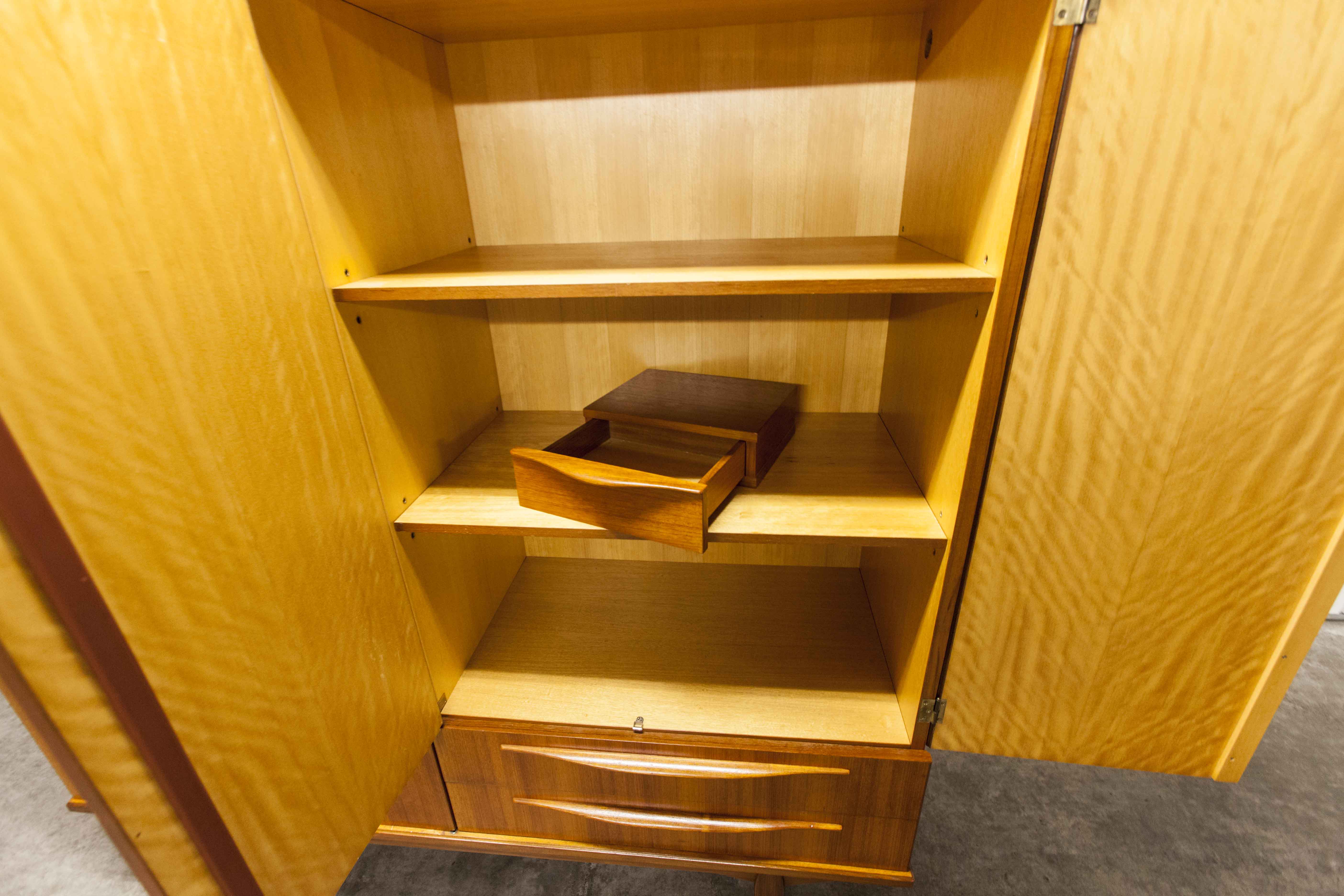 Scandinavian teak cabinet 4 doors 2+1 drawers wardrobe 1960