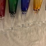 5 colorful champagne flutes in Murano 1970 glass