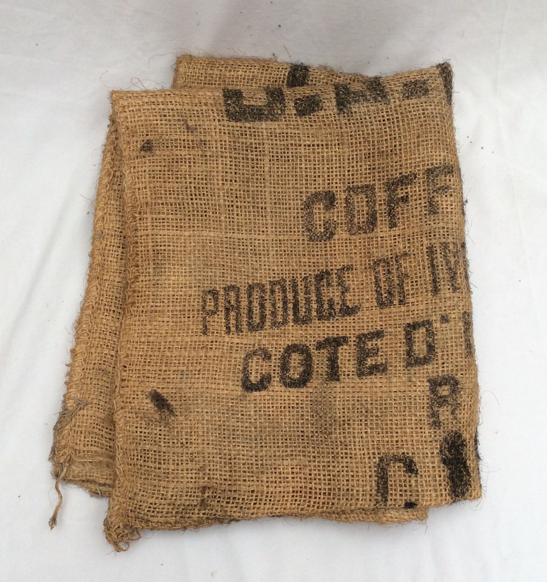 Vintage jute bag coffee Ivory Coast size: height -95cm- width -70cm-