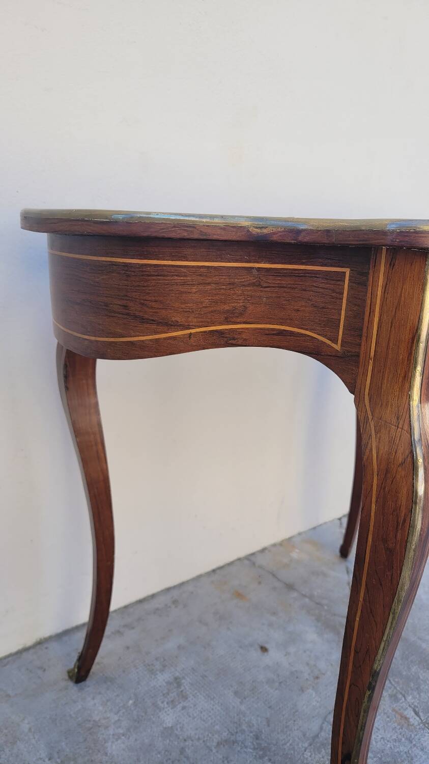 Napoleon III violin-shaped middle desk table 19th in marquetry