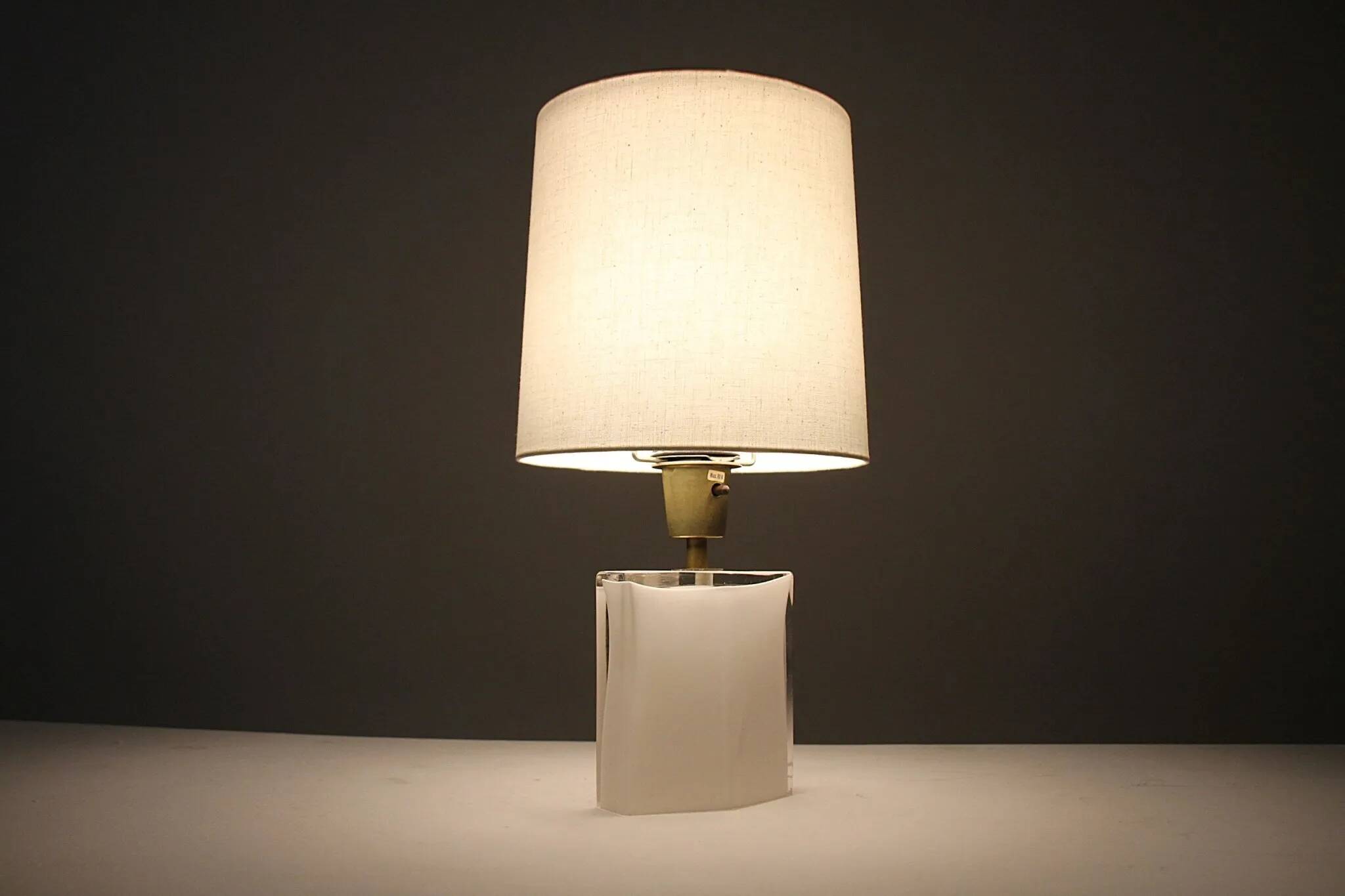 Opaline Glass Table Lamp – Flygsfors, Sweden — Late 1960s / Early 1970s