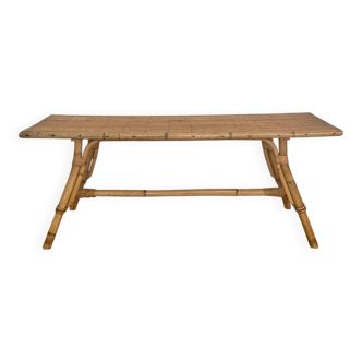 Vintage 1960s rattan bench