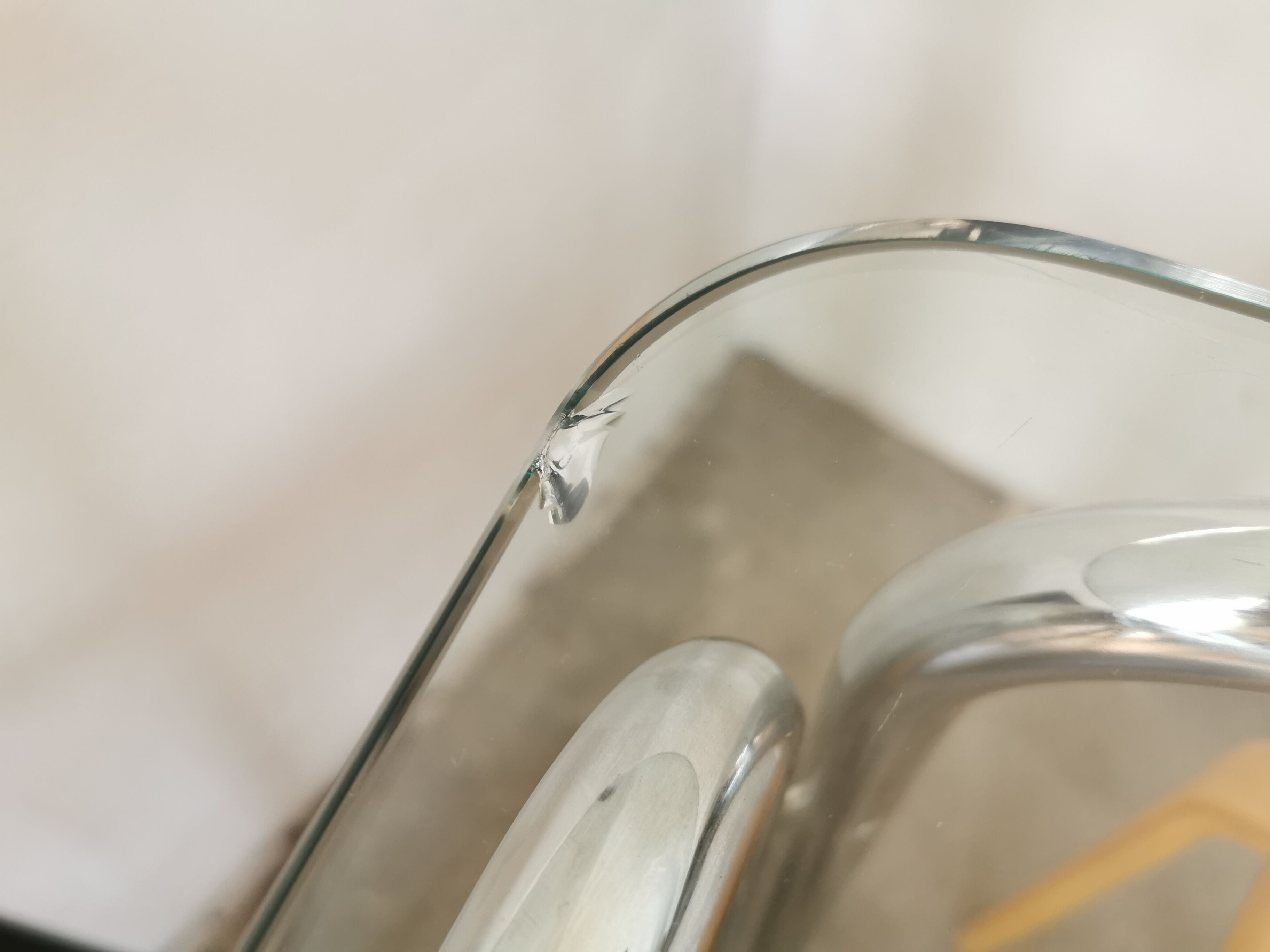 Table in metal chrome and glass 1970