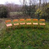 6 stackable chairs 80s schlapp mobel made in France