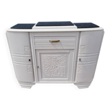 1930 Art Deco sideboard with floral motifs and marble top