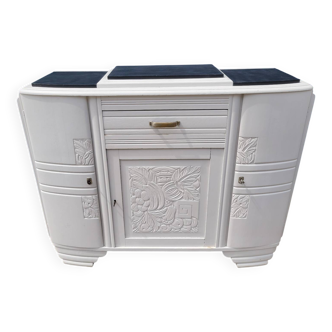 1930 Art Deco sideboard with floral motifs and marble top