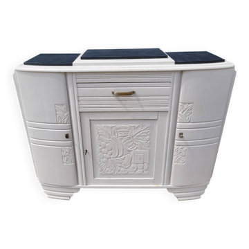 1930 Art Deco sideboard with floral motifs and marble top