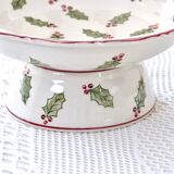 Large hand painted earthenware footed bowl Christmas decor