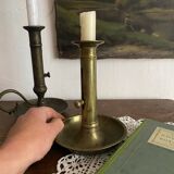 Gold-plated brass push-button candle holder