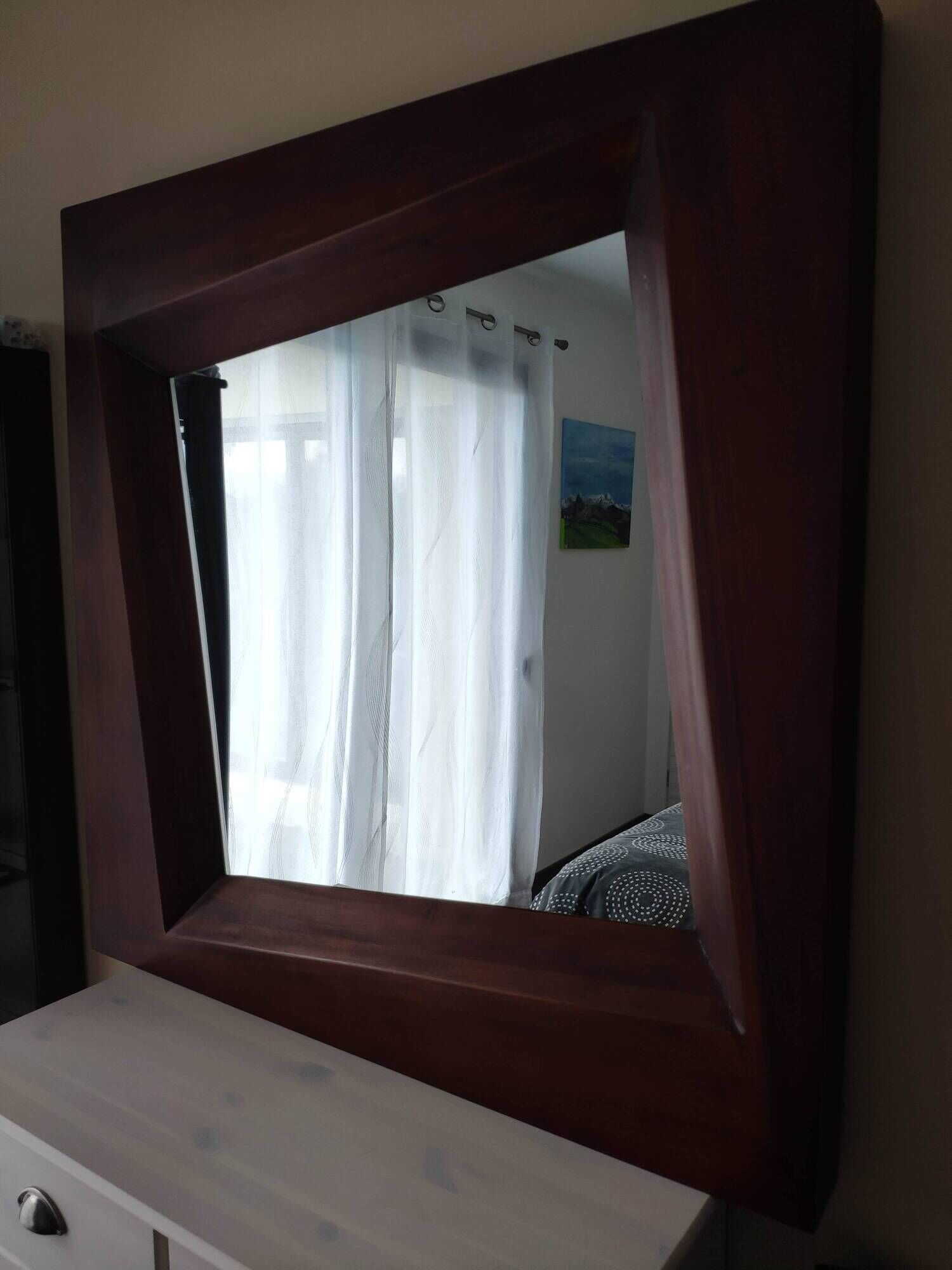 Large square mirror in exotic wood 100x100 cm - Elegant Scandinavian design