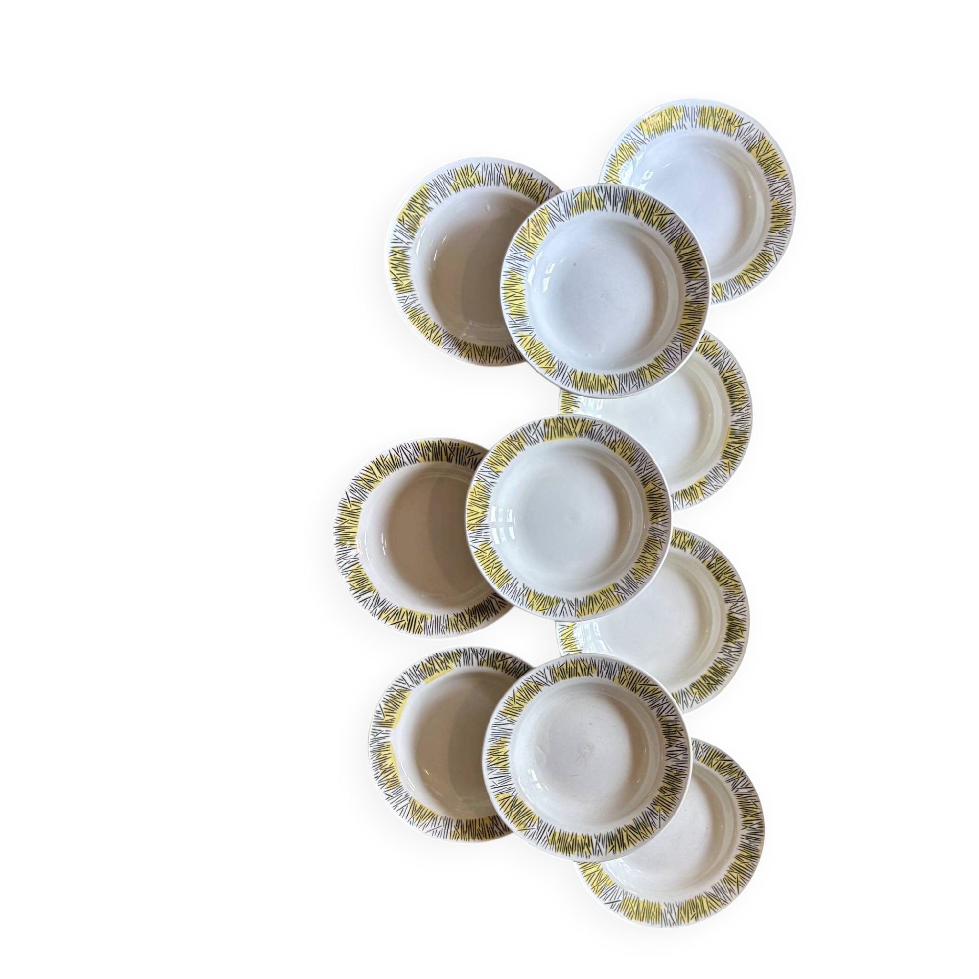 Set of 10 vintage deep plates, Monico models by Digoin/Sarregue.