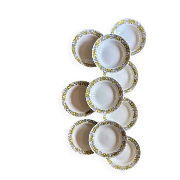 Lot de 10 assiettes creuses vintage, modèles Monico de Digoin/Sarregue