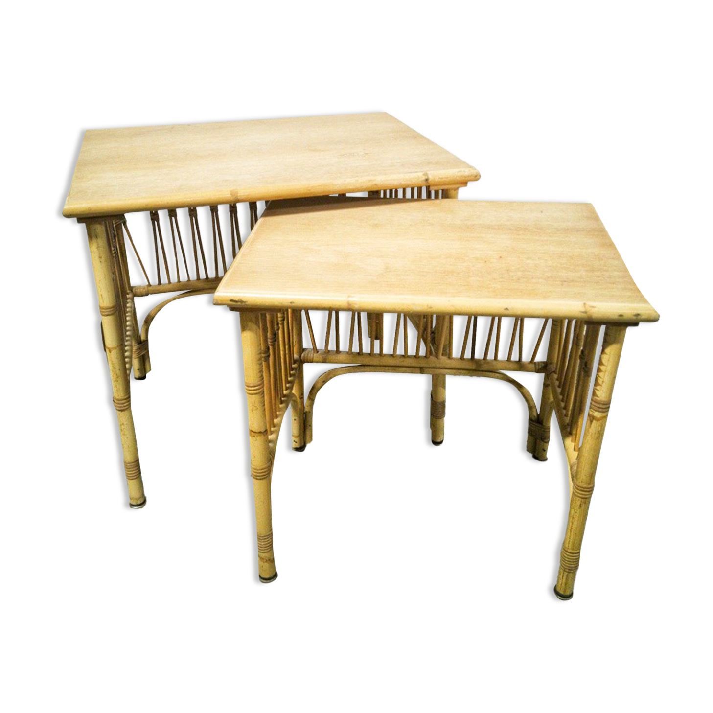 Rattan nesting tables