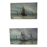 A pair of old paintings on wood.