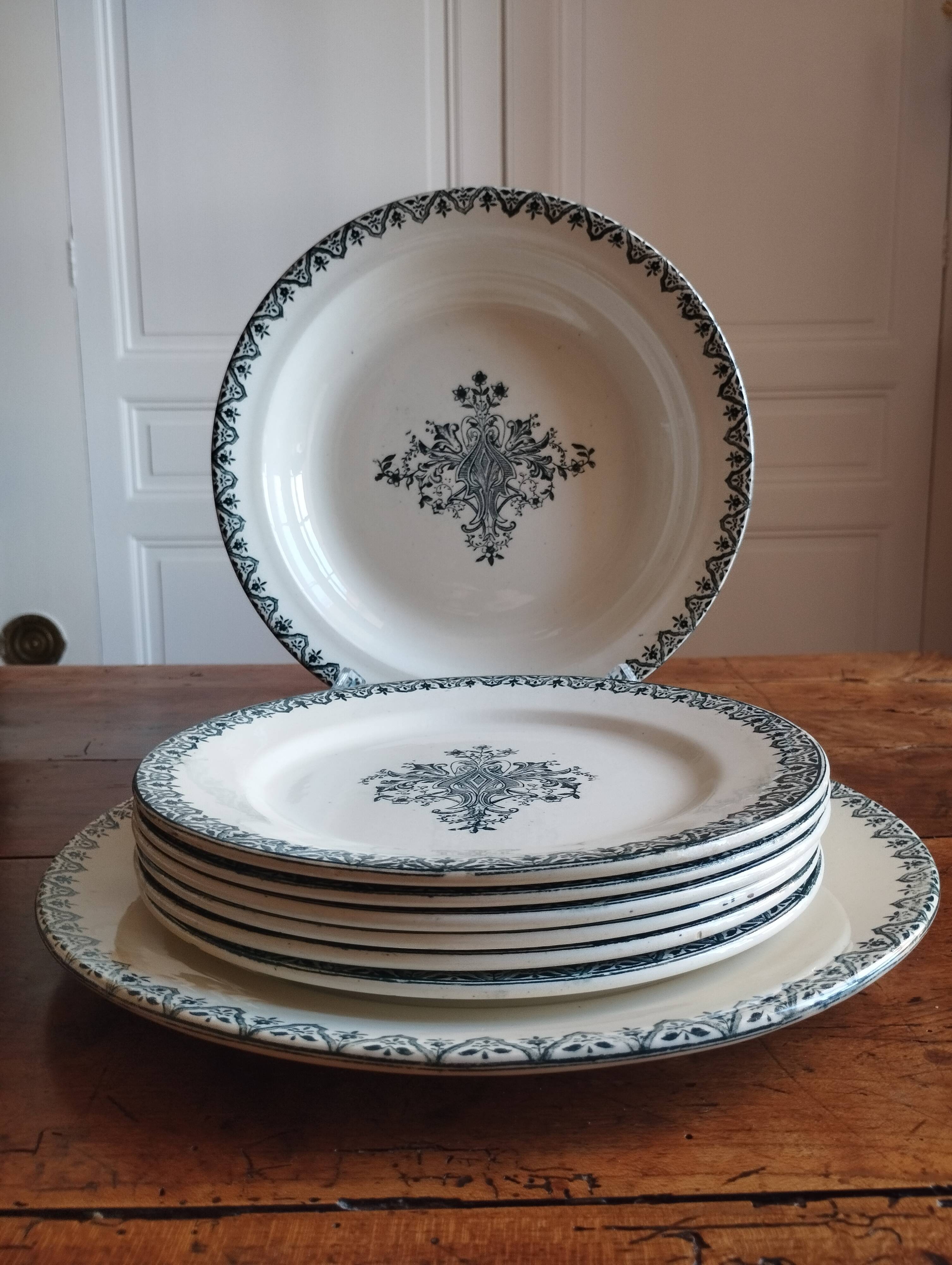 Salins « alhambra » assiettes plates et grands plats faïence terre de fer
