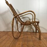 chaise longue italienne vintage en rotin