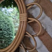 Miroir rotin vintage 1970