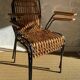 Ensemble de 4 chaises vintage en rotin et bambou, par Schumacher, Belgique 1950s