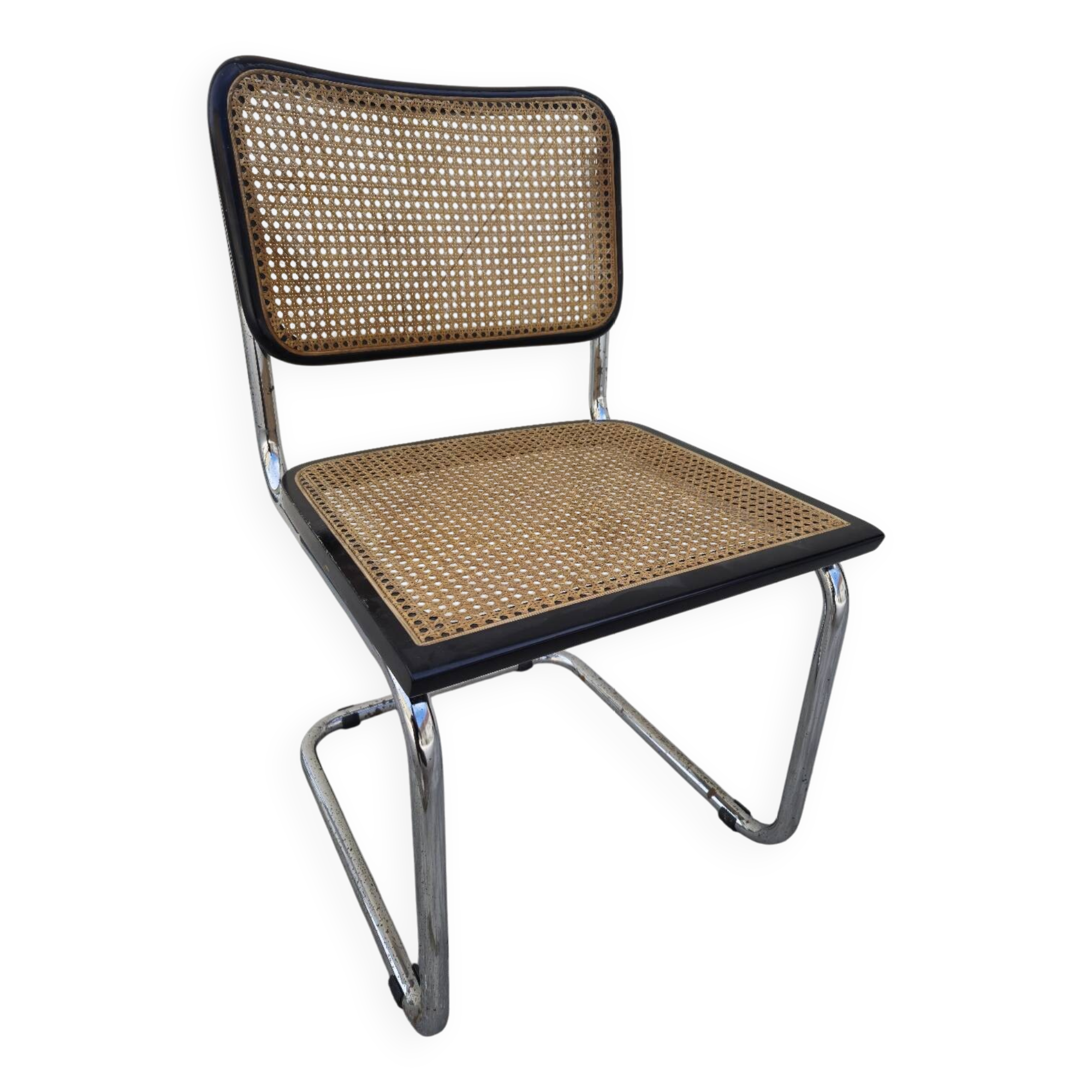 Marcel Breuer B32 chair in black cane signed Made in Italy