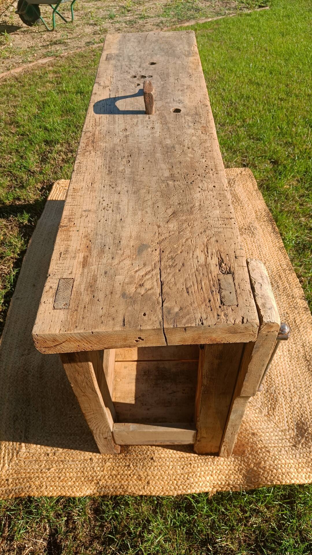 Old workshop bench in solid oak