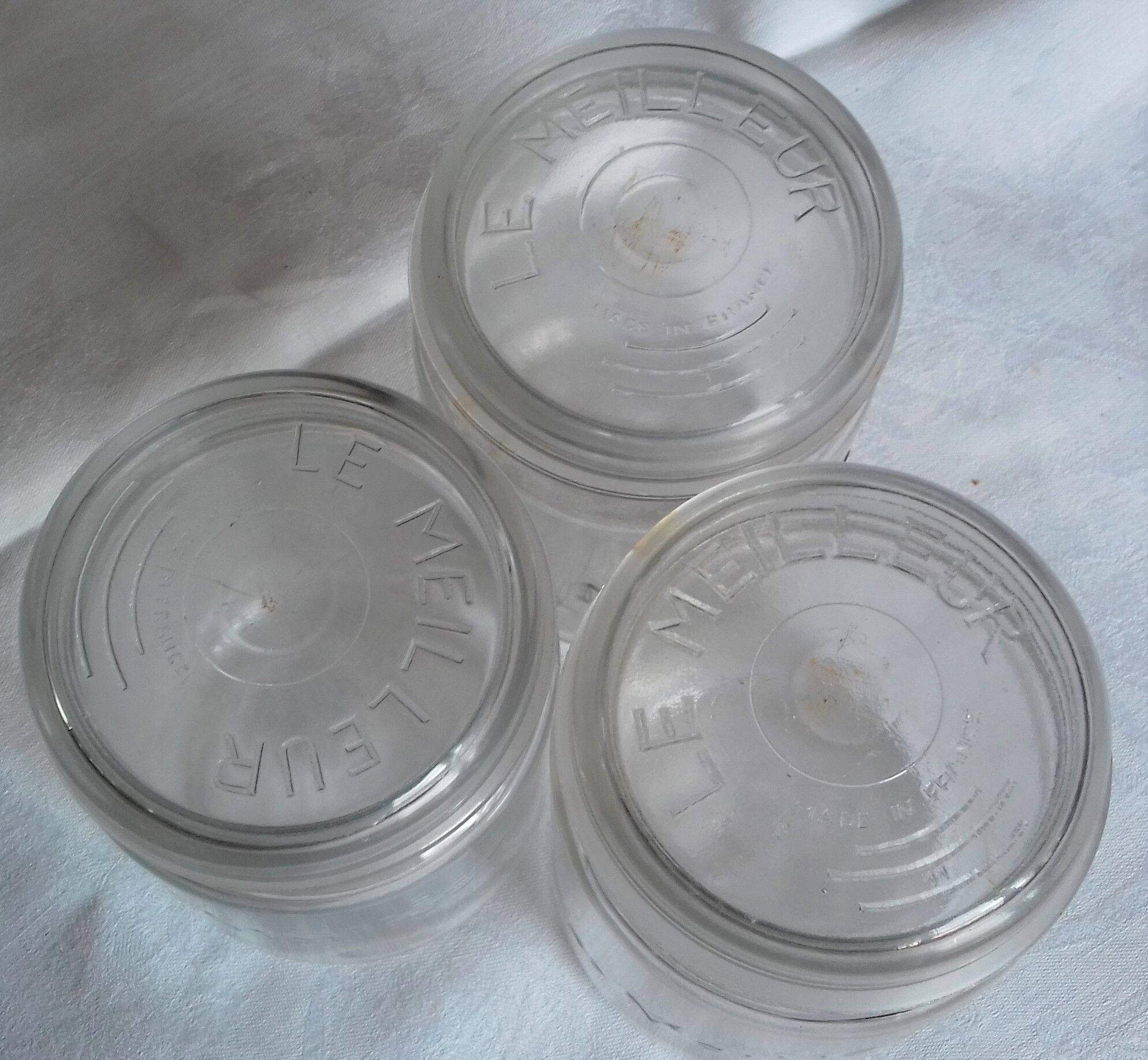 Lot 3 jars the best transparent glass 1 l cover