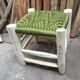 Traditional Moroccan stool in olive green nylon thread and Eucalyptus wood 02