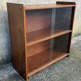 Glass bookcase, glass floor shelves by FD Rozaffy, 1960s