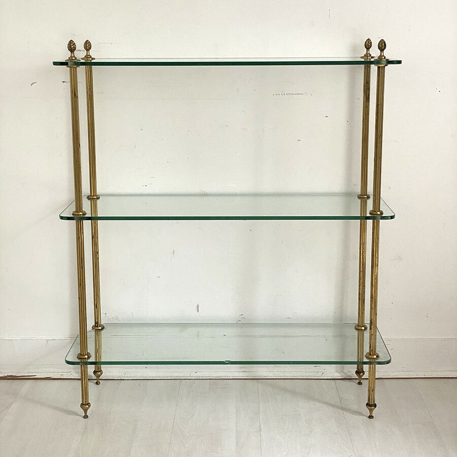 Vintage shelf 70's glass and brass